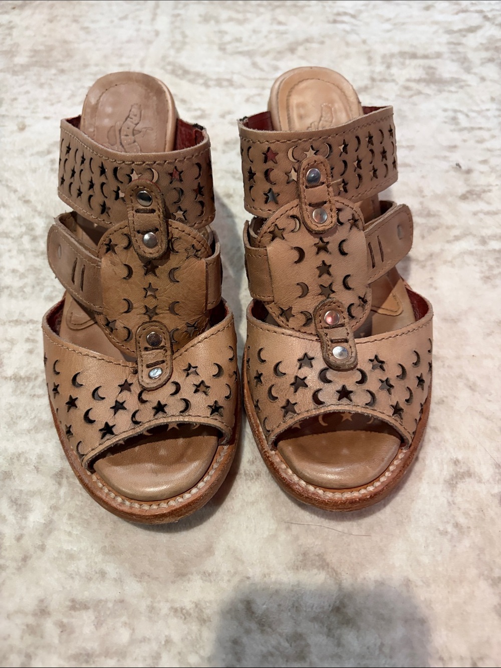 Freebird by Steven Tan Laser-Cut Leather Wedge Sandals
